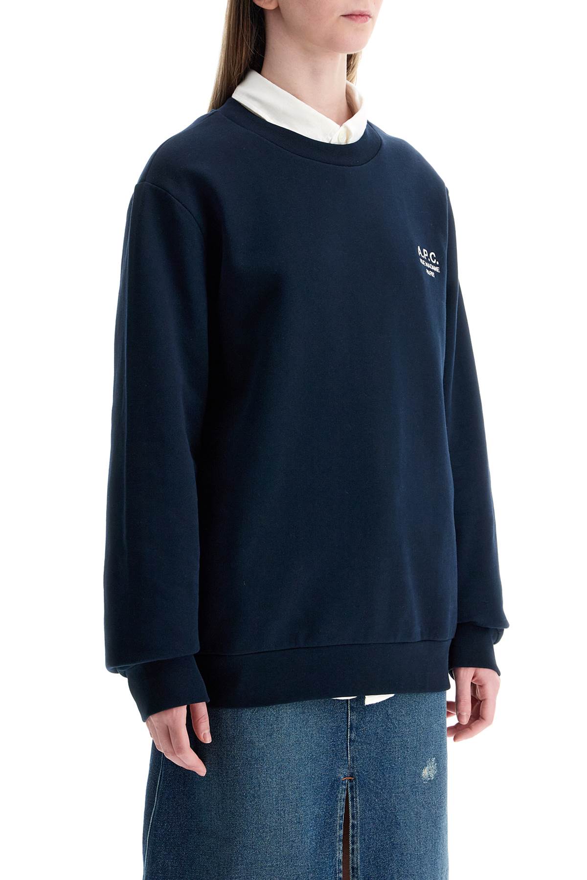 A. P.C. Unisex Dark Blue Organic Cotton Sweatshirt With Embroidered Logo