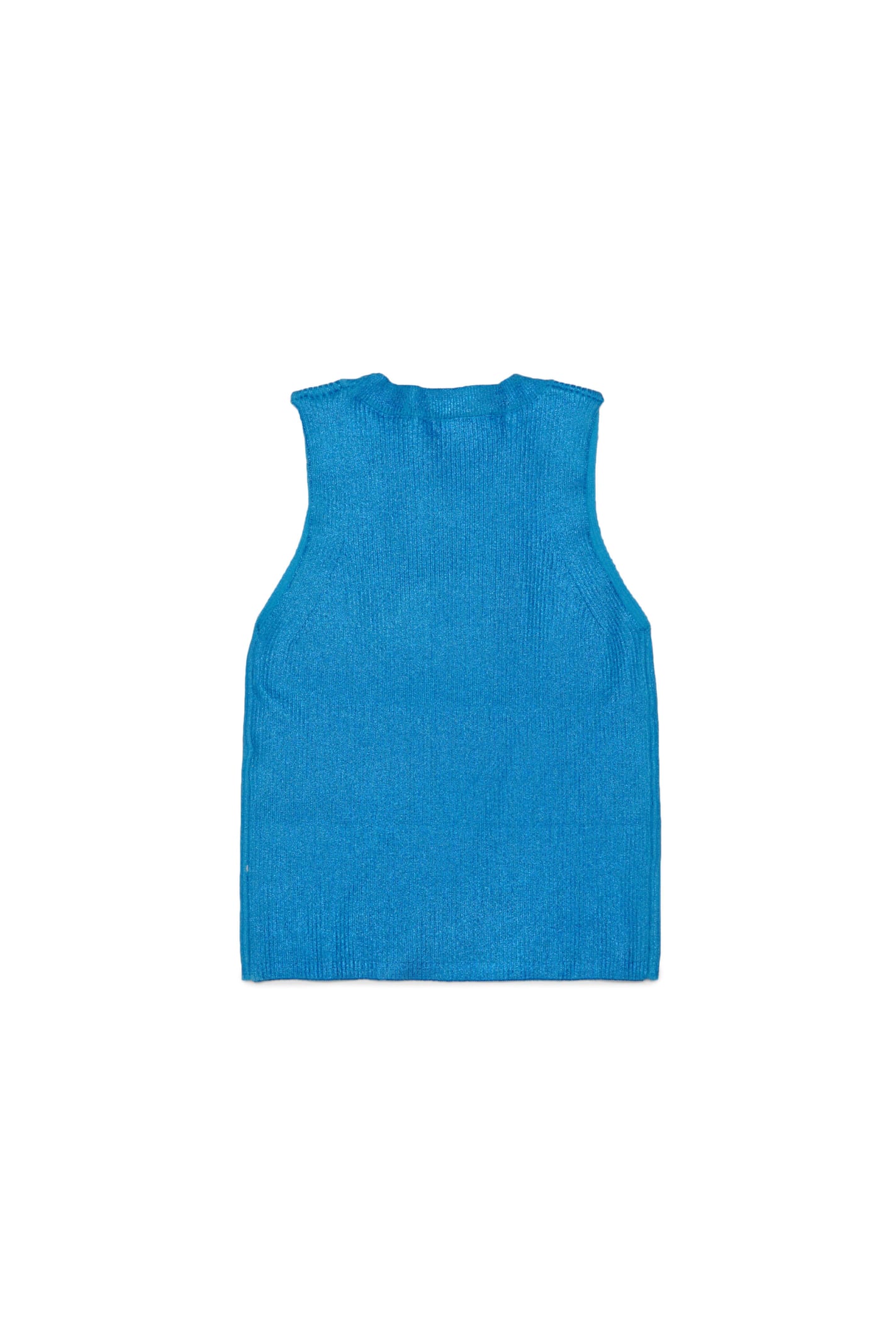 Shop Diesel Konerva Knitwear  Metallic Cotton Vest With Oval D Logo In Blu