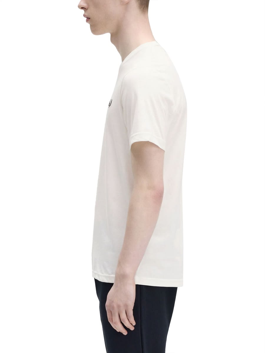 Fred Perry Logo-embroidered T-shirt In White