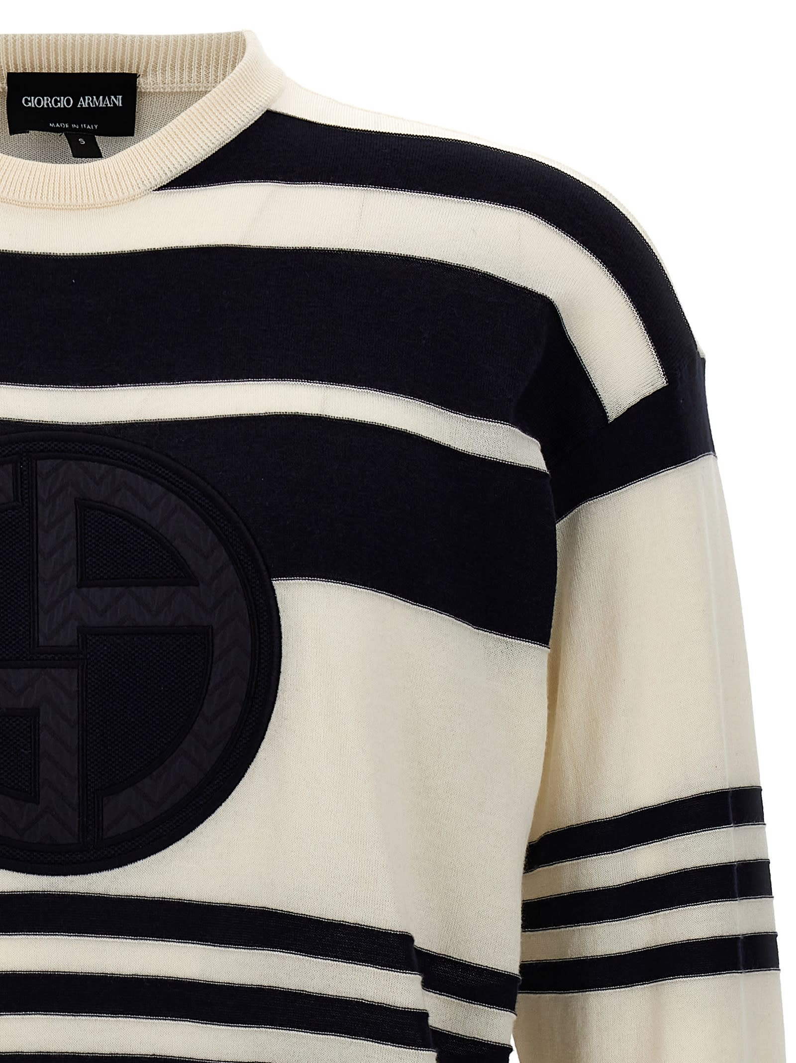 Shop Giorgio Armani Logo Embroidery Sweater In Multicolor
