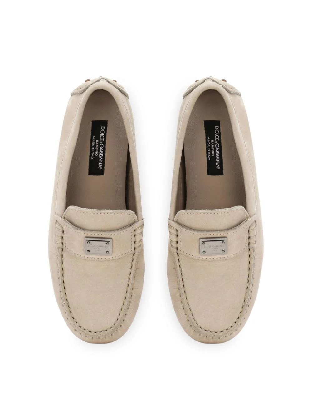 Shop Dolce & Gabbana Beige Nubuck Loafers In Brown