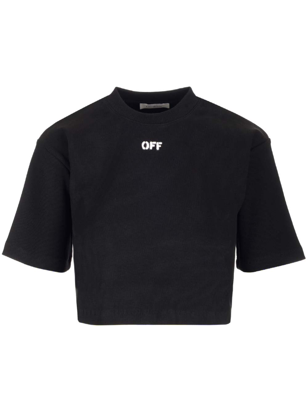 Shop Off-white Black Off Cropped T-shirt In Black White