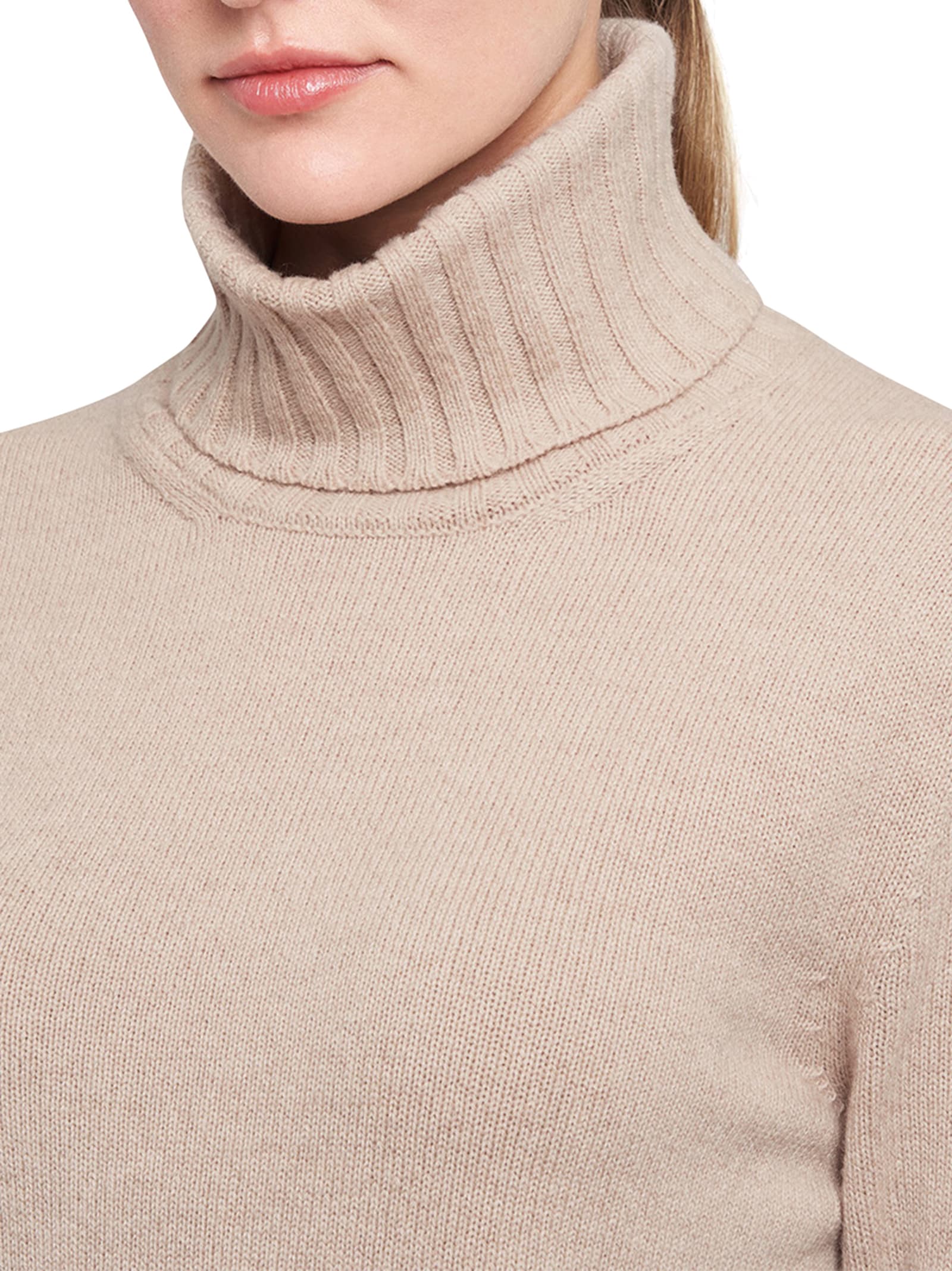 Shop Kiton Sweater High Neck Cashmere In Light Beige