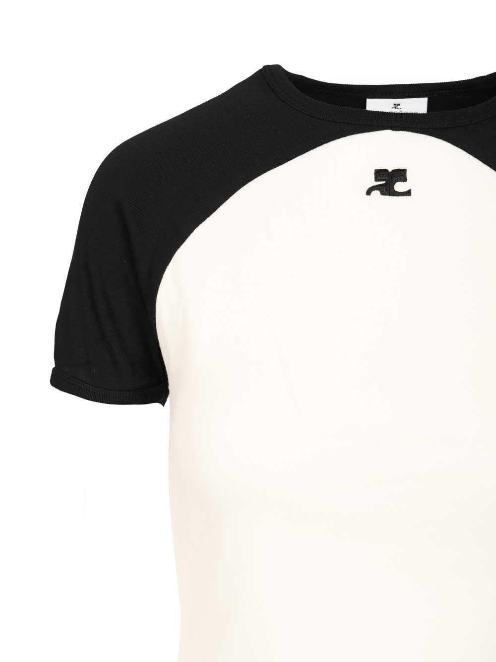 Courrèges Circle Contras T-shirt Woman Black And White In Multi