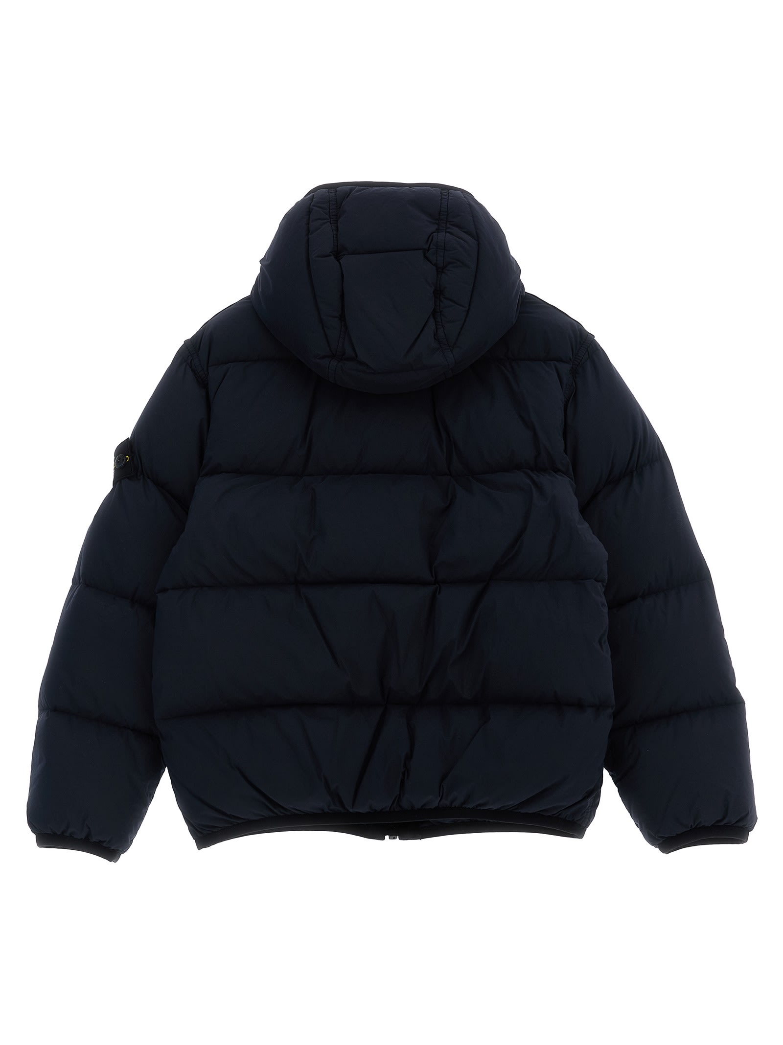 Stone Island Hooded Cotton Jacket In Blue