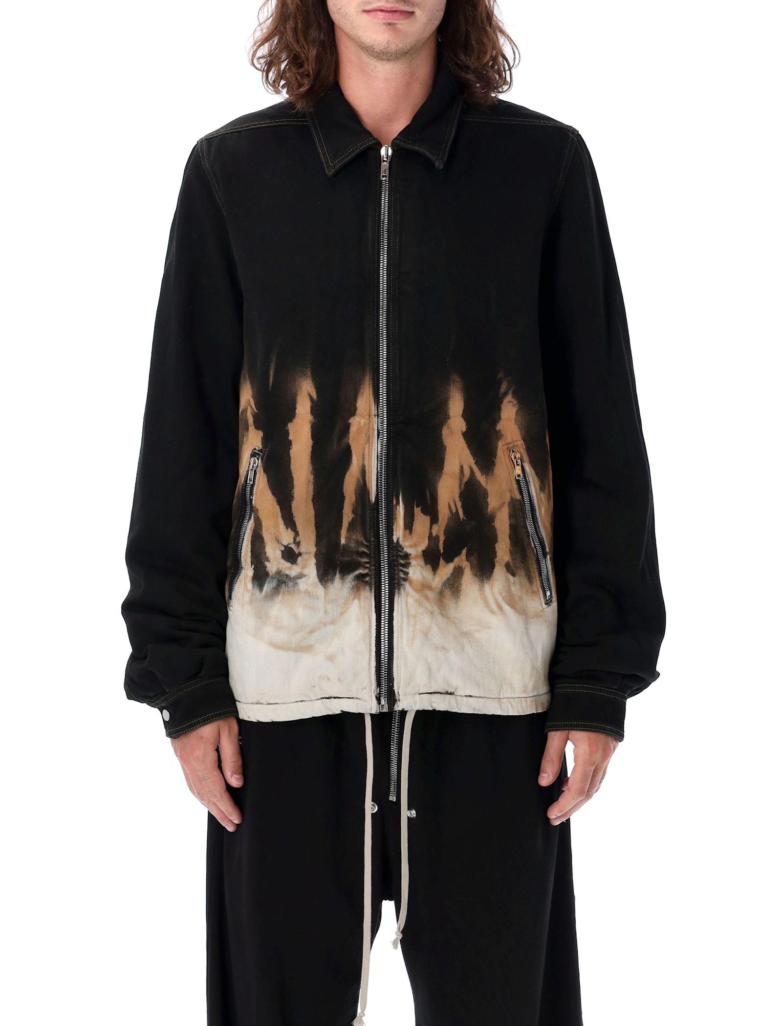 Shop Drkshdw Zipfront Jacket In Black Flames