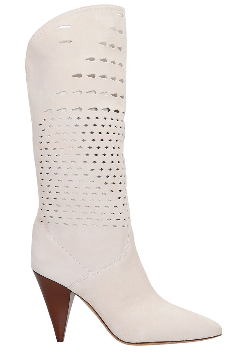 Isabel Marant Lurrey High Heels Boots In White Leather