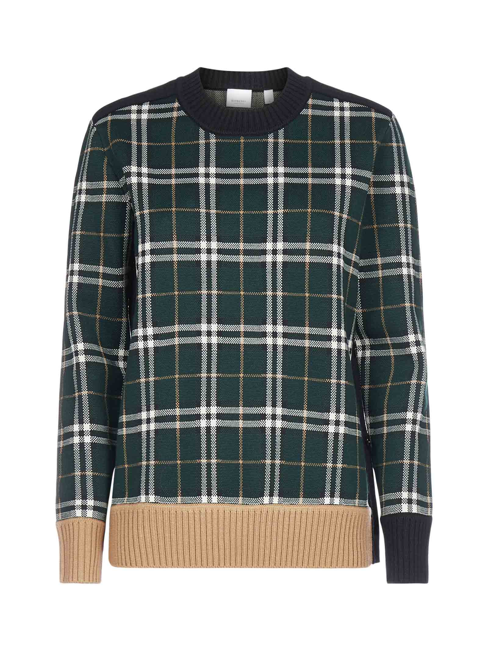 Burberry Check-motif Merino Wool Sweater