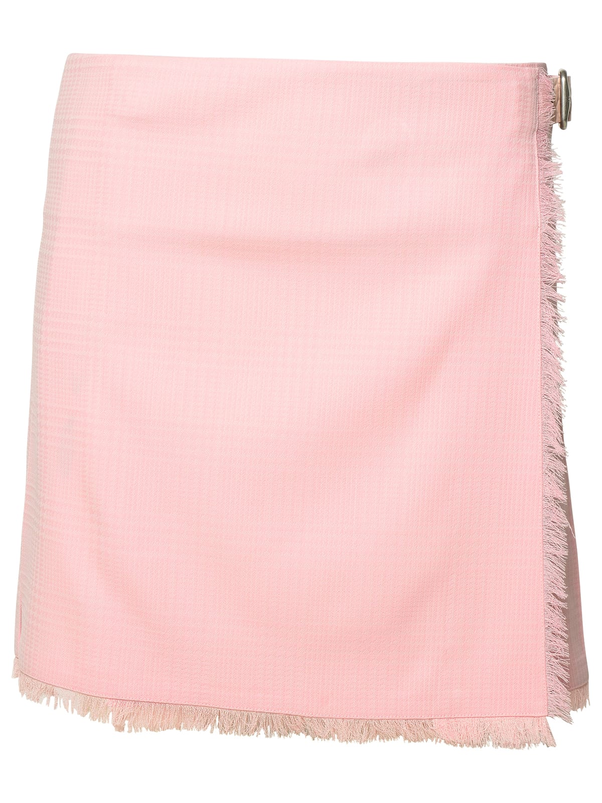 Shop Burberry Pink Virgin Wool Miniskirt In Cameo