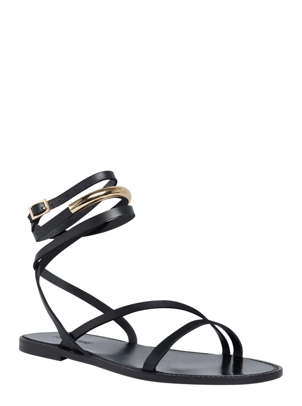 Shop Semicouture Black Sandals With Adjustable Ankle Strap In Leather Woman