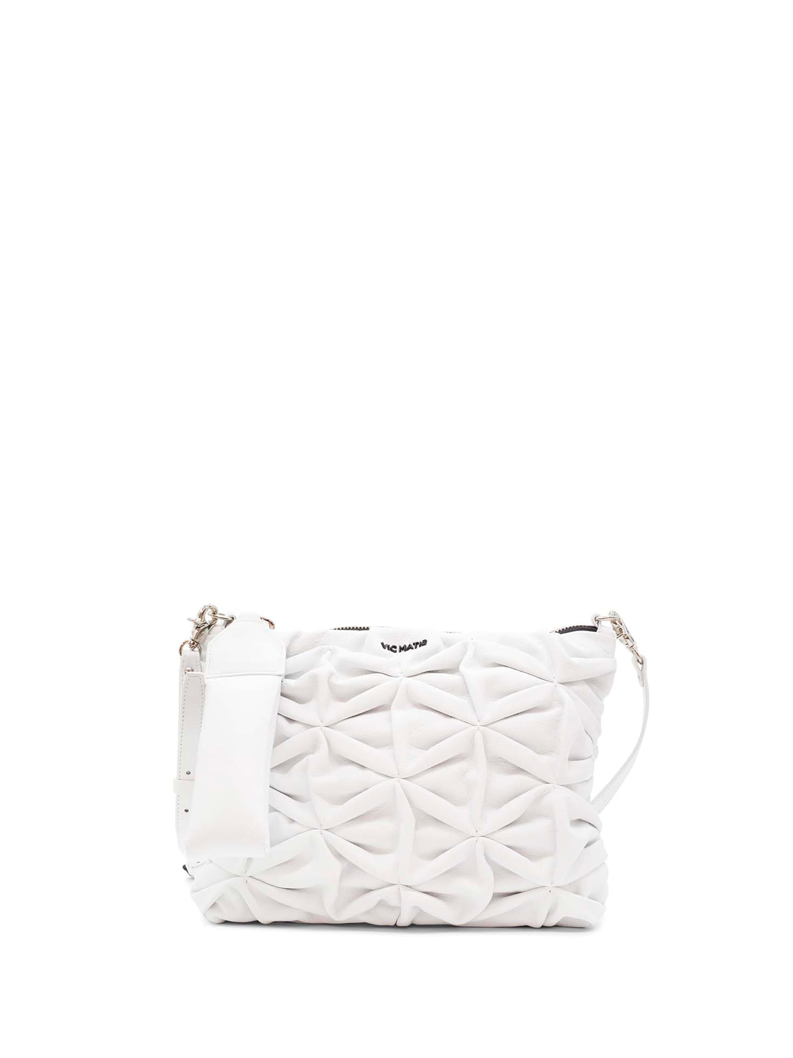 Vic Matie White Leather Bag With Shoulder Strap