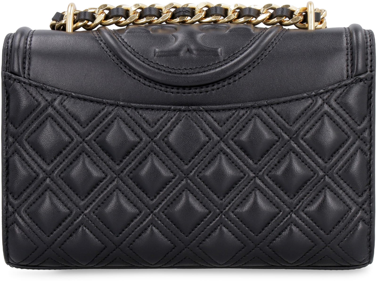 Shop Tory Burch Fleming Quilted Leather Shoulder Bag In Black