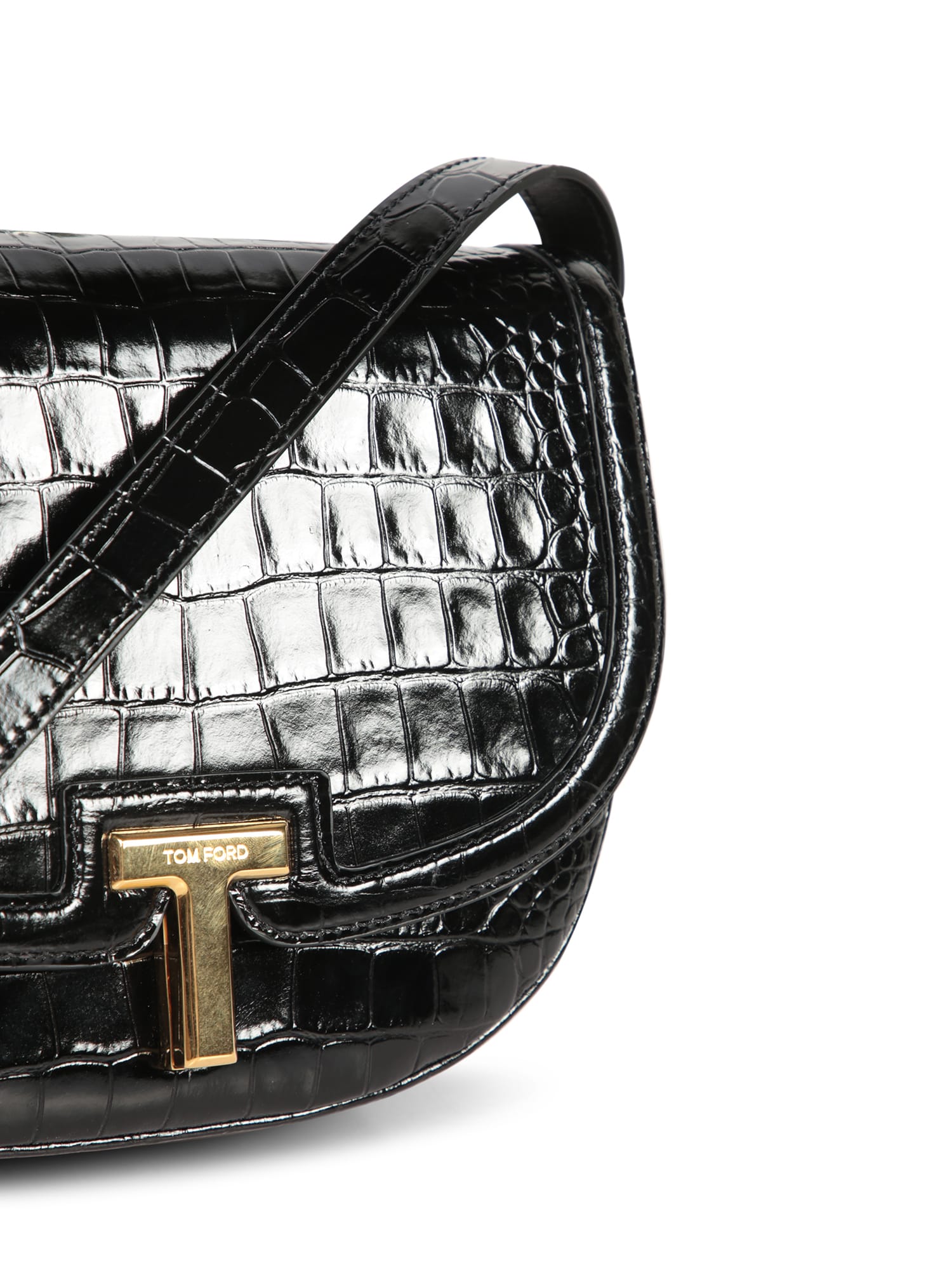 TOM FORD WALLIS CROCODILE CROSSBODY BLACK BAG 