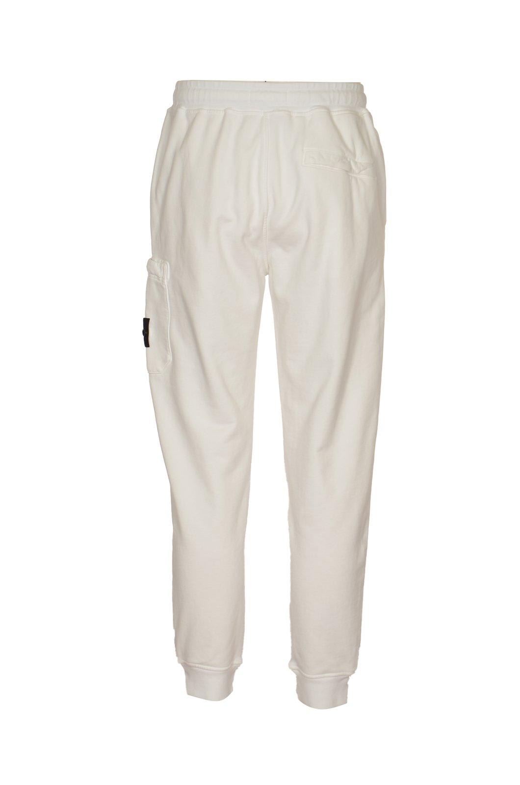 Shop Stone Island Logo Patch Drawstring Sweatpants In White