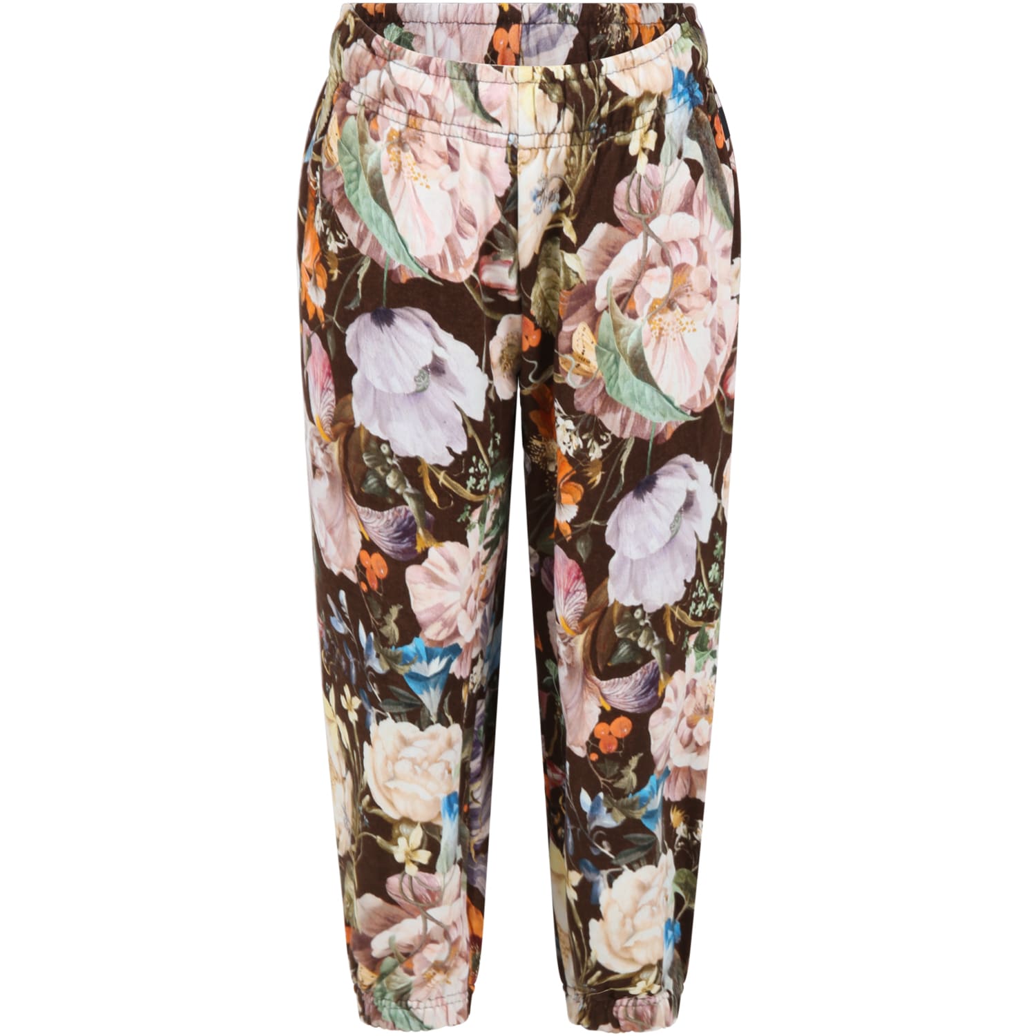 Molo Brown Sweatpants For Girl With Floral Print