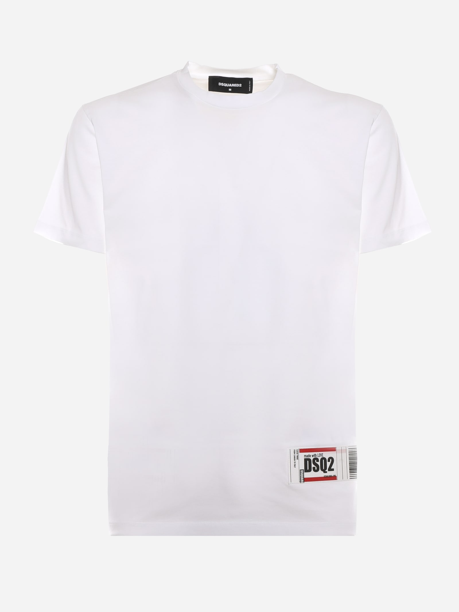 Dsquared2 Cotton T-shirt With Logoed Label In White