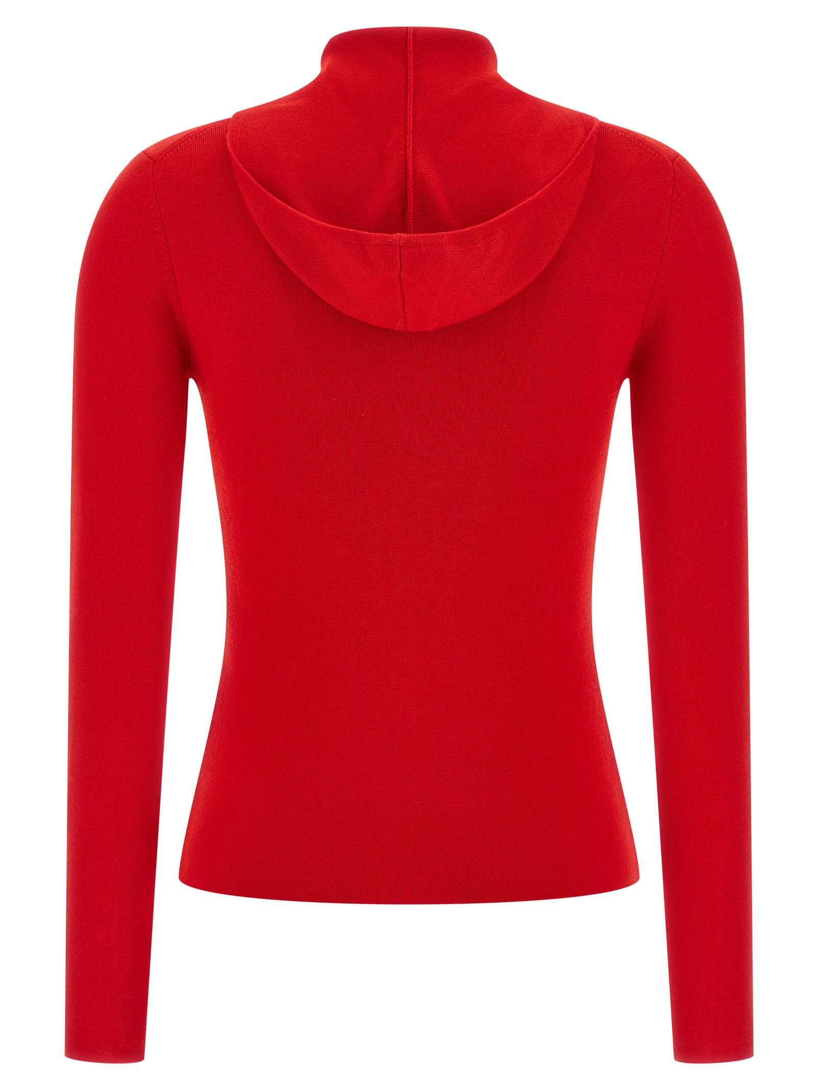 Victoria Beckham Piping Detail Hooded Top Bright Rose In Red