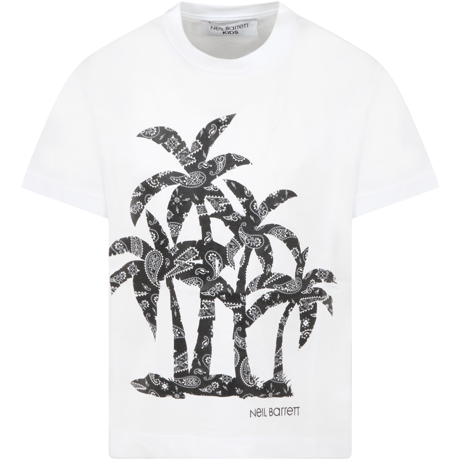Neil Barrett White T-shirt For Boy With Palm