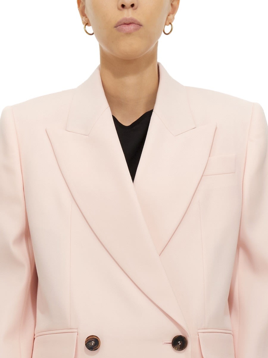 Alexander Mcqueen Double-breasted Wool Blazer In Pink