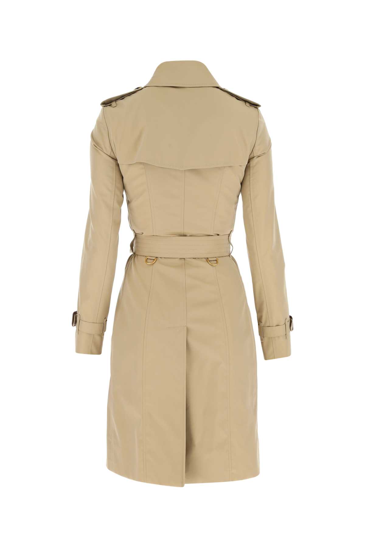 Shop Burberry Cappuccino Cotton Trench Coat In A1366