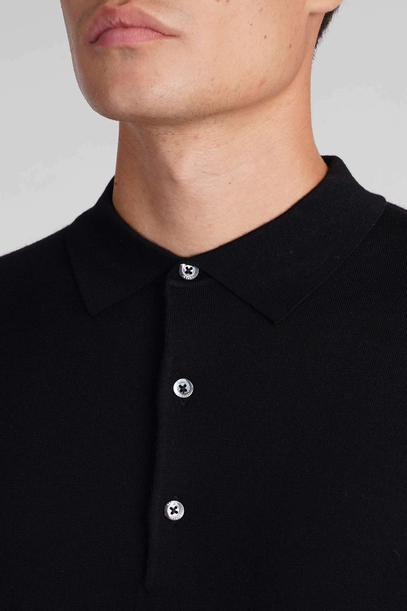 Shop Aspesi M197 Polo In Black Wool