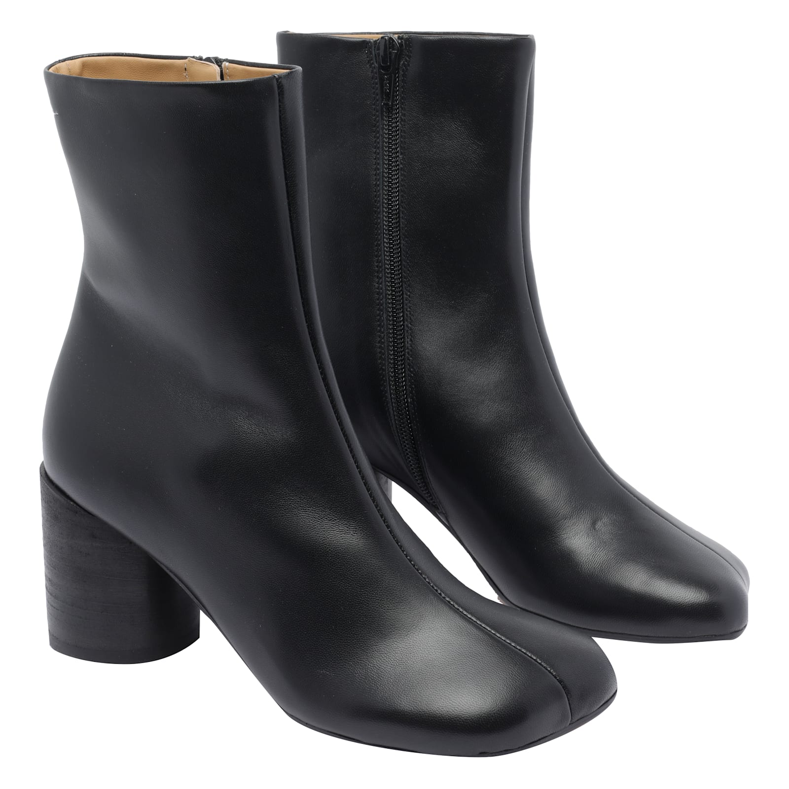 Mm6 Maison Margiela Mm6 By Maison Margiela Anatomical Black Leather Ankle Boots In Black