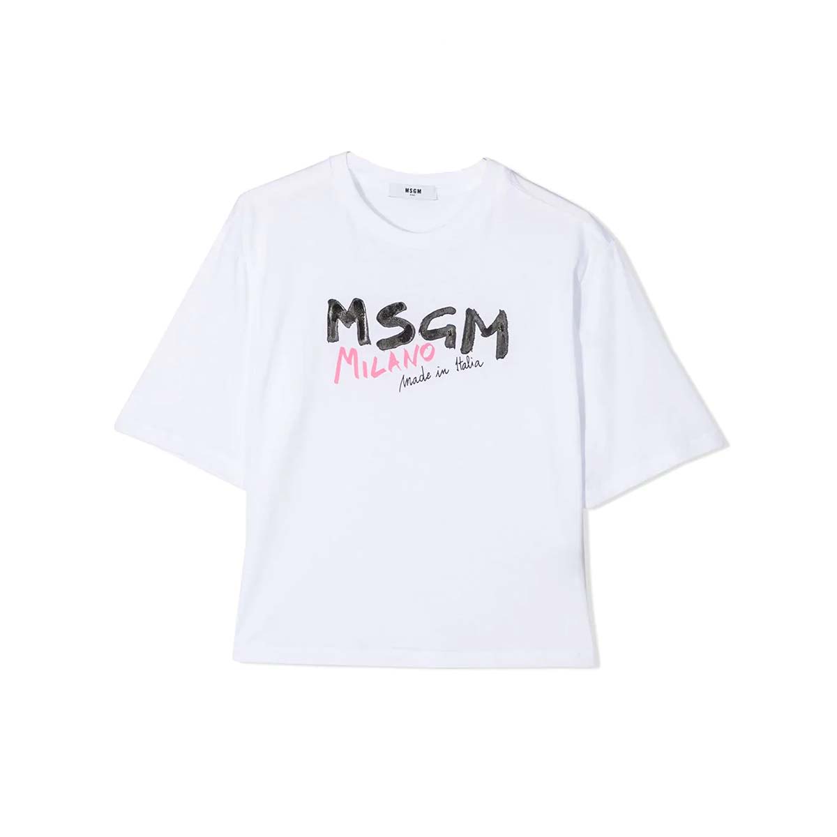 Shop Msgm Print T-shirt In Bianco