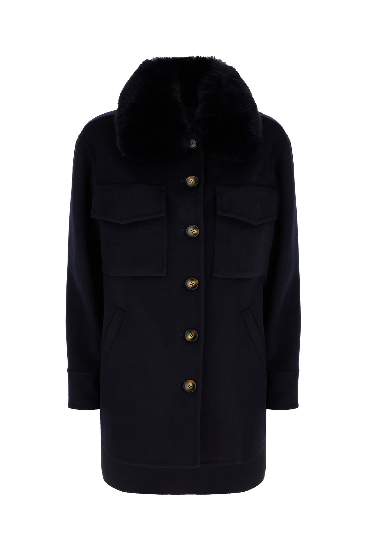 Ava Adore Buttoned-up Single-breasted Coat In Blue
