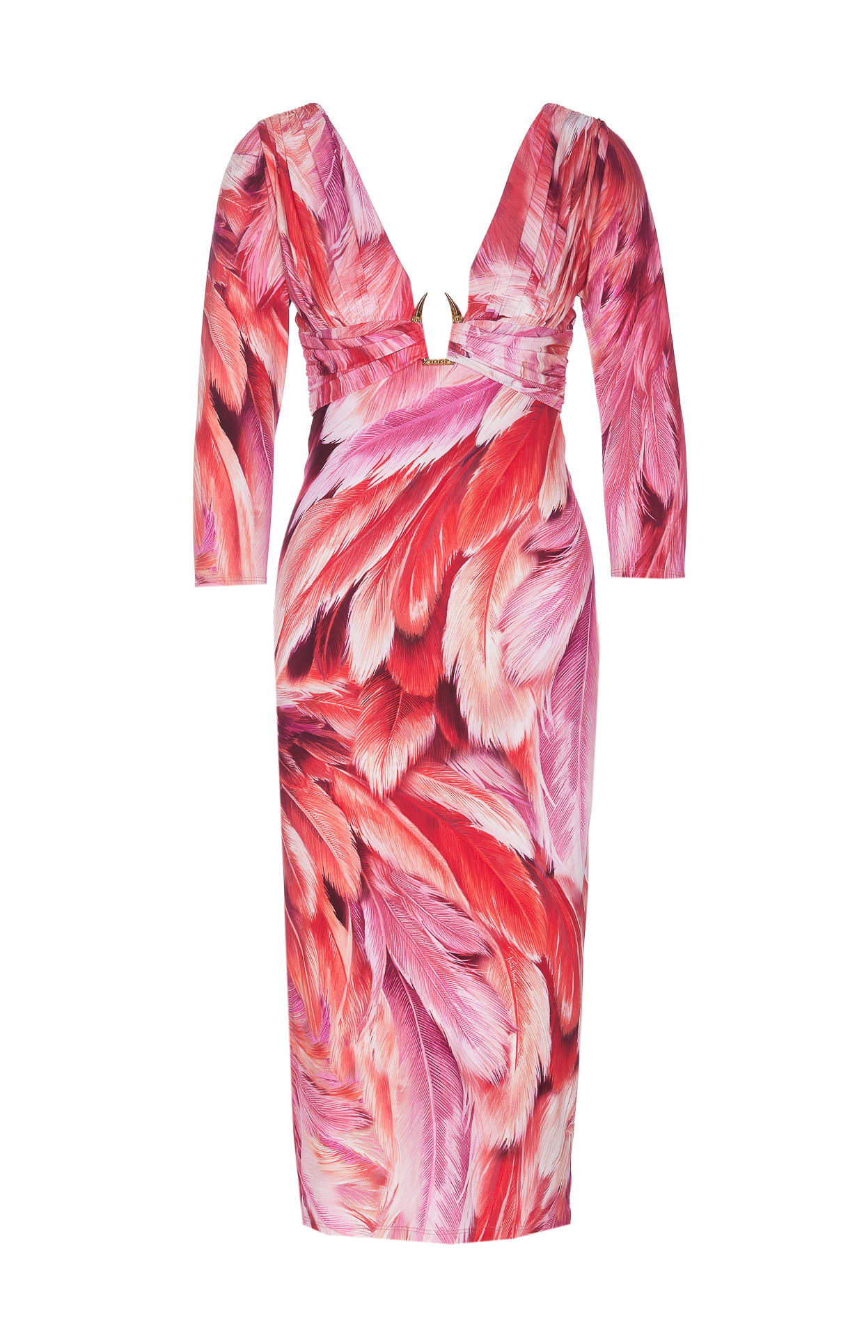 Shop Roberto Cavalli Plumage Print Dress In Pink