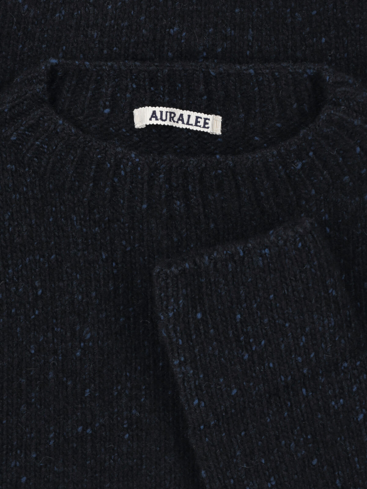 Auralee Textured Knit Long Sleeve Crew Sweater In Blue