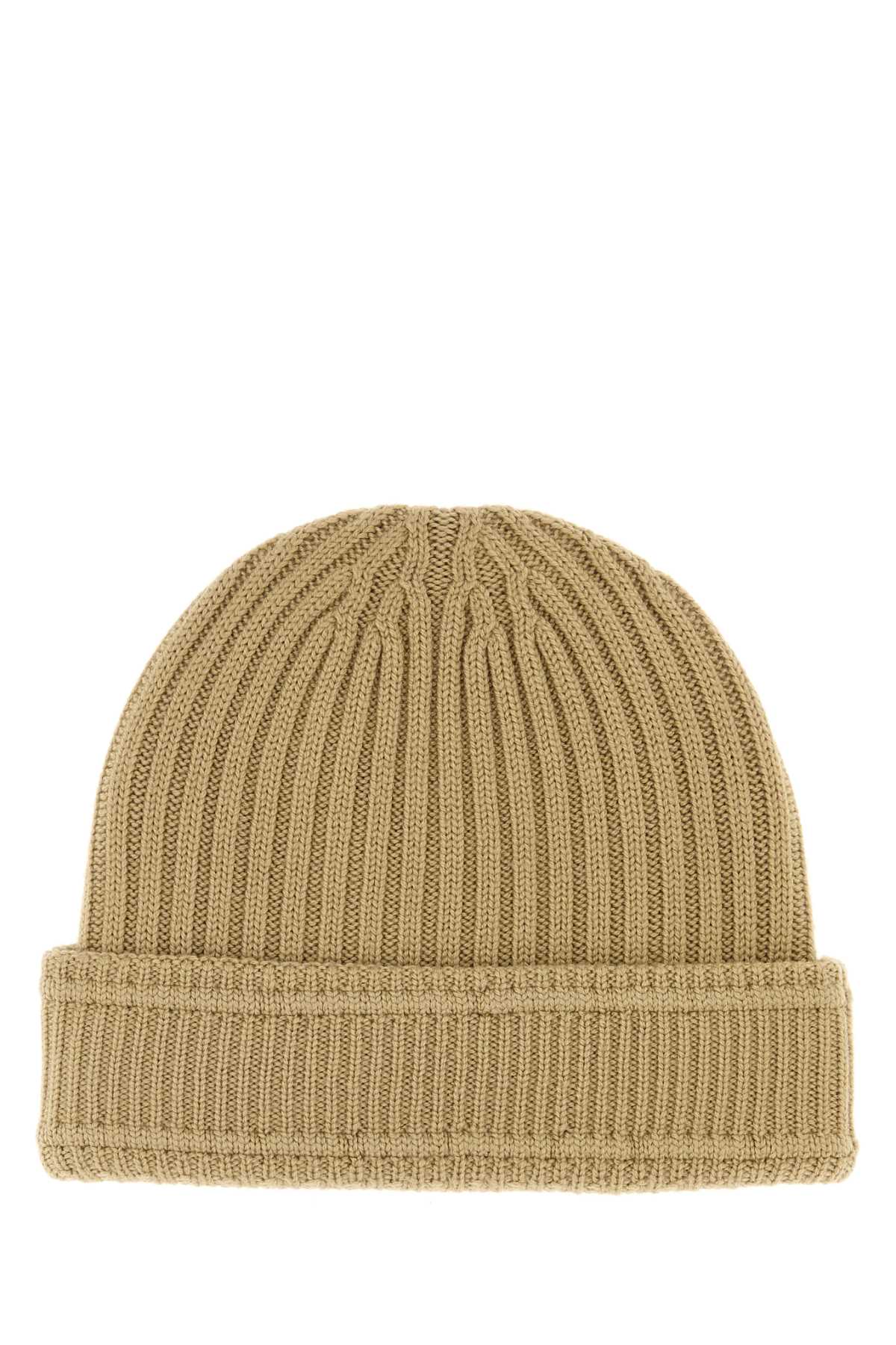 Burberry Camel Wool Beanie In Sand
