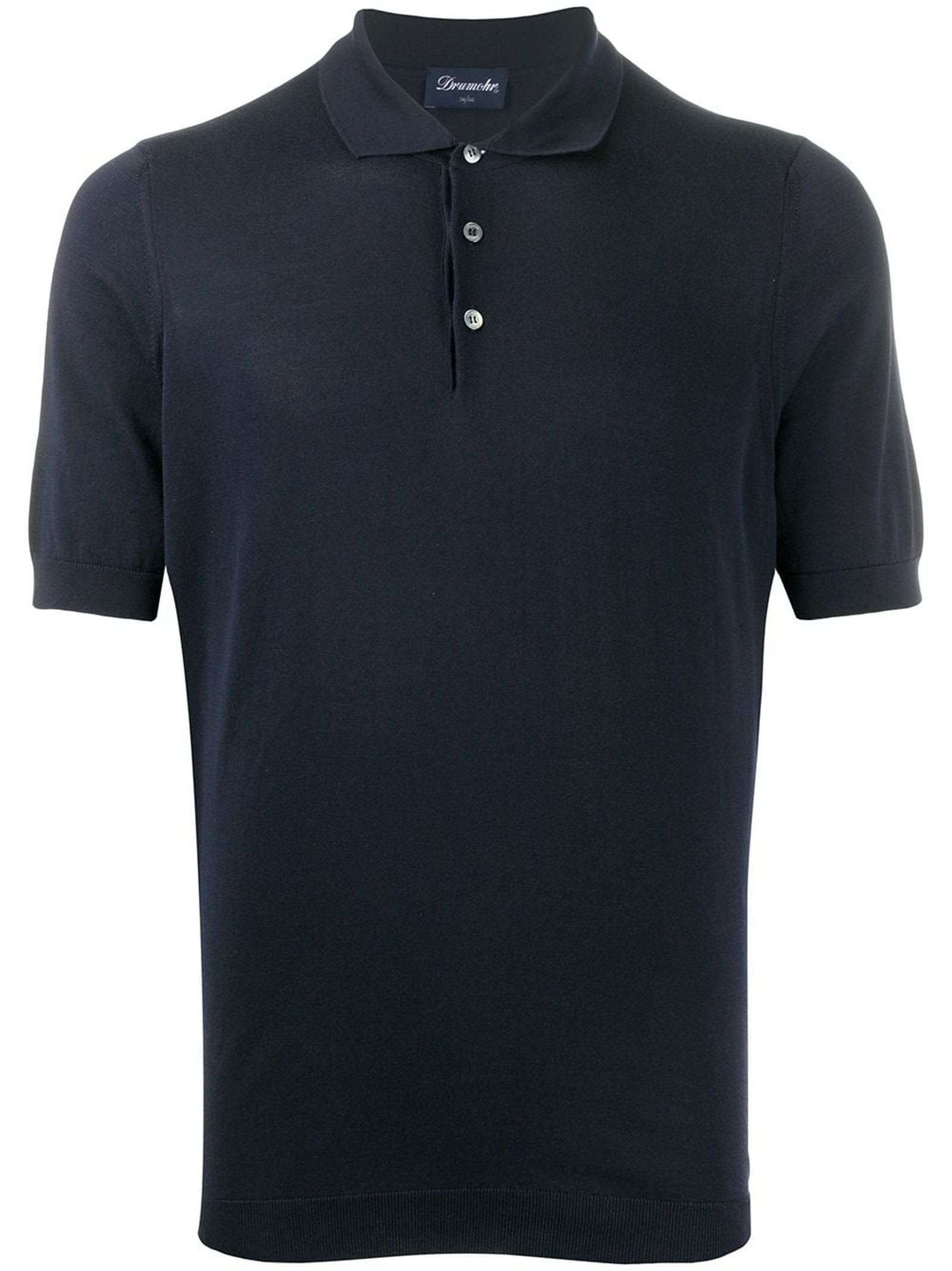 Drumohr Dark Blue Cotton Polo Shirt