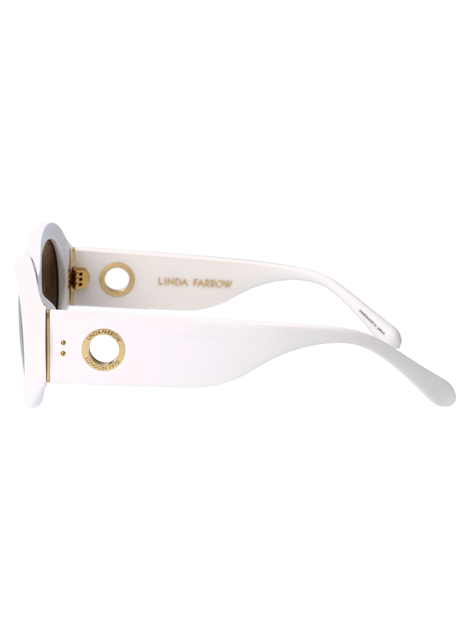 Linda Farrow Sunglasses In White/lightgold/grey