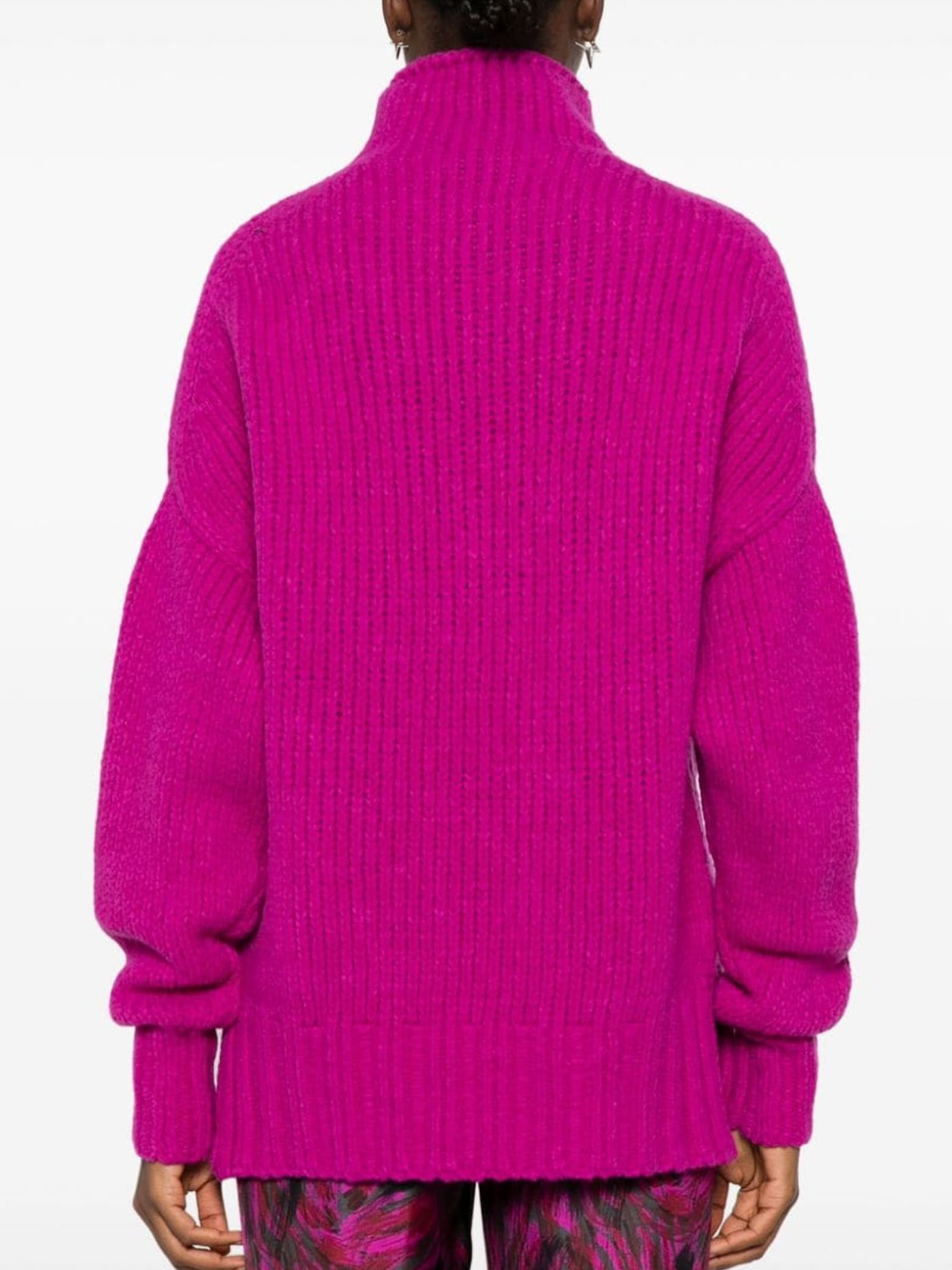 Shop Lanvin Fuchsia Pink Virgin Wool Blend Sweater