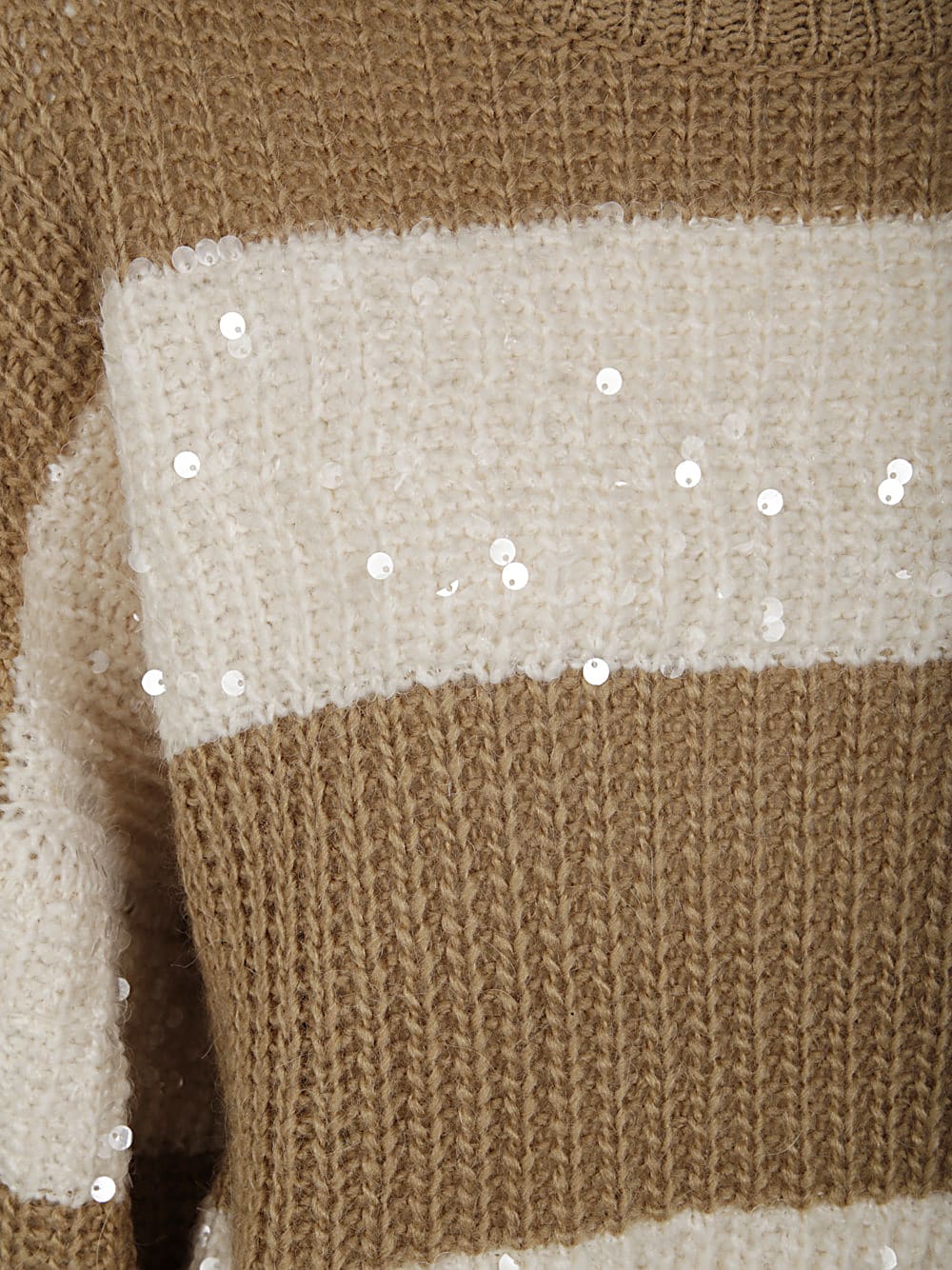 Shop Essentiel Antwerp Group Sequin Pullover In Sandy Tan