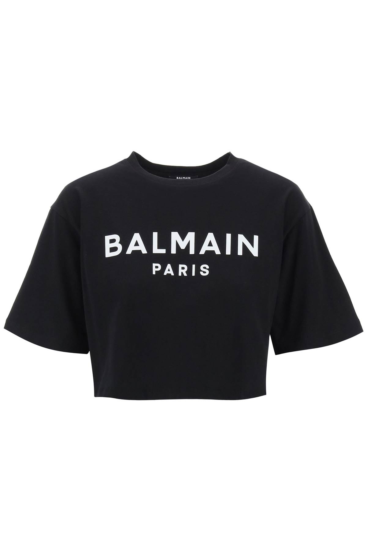 Shop Balmain Logo Print Boxy T-shirt In Noir Blanc (black)