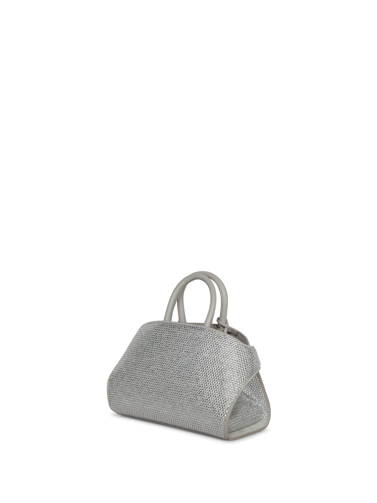 Shop Ferragamo Light Grey Hug Mini Rhinestone Bag