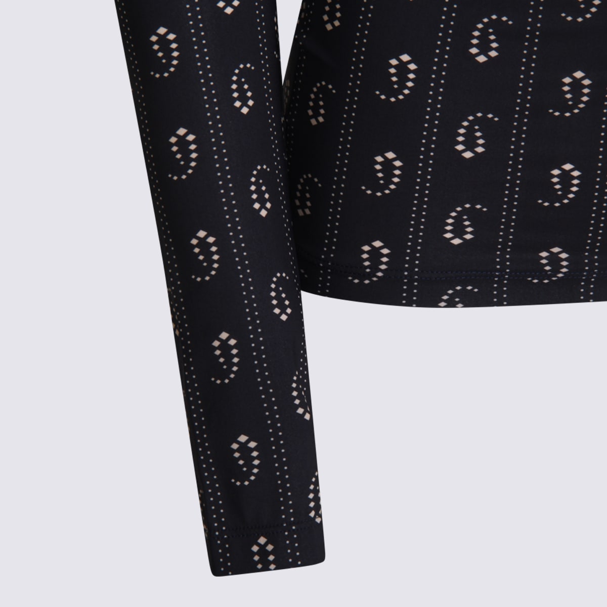 Tory Burch Printed Stretch-polyamide Top In Blue