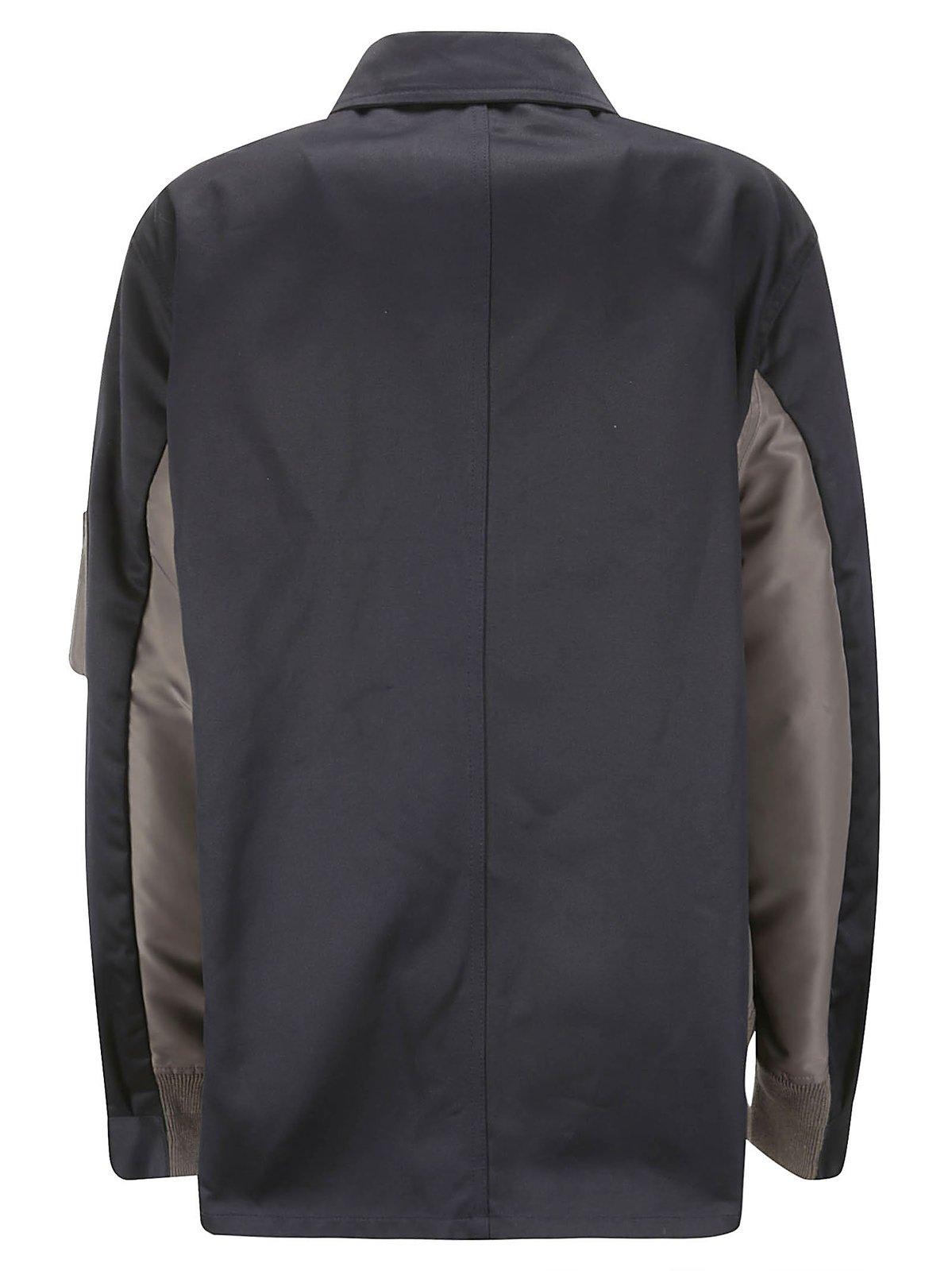 Shop Sacai Buttoned Long-sleeved Jacket In Navy