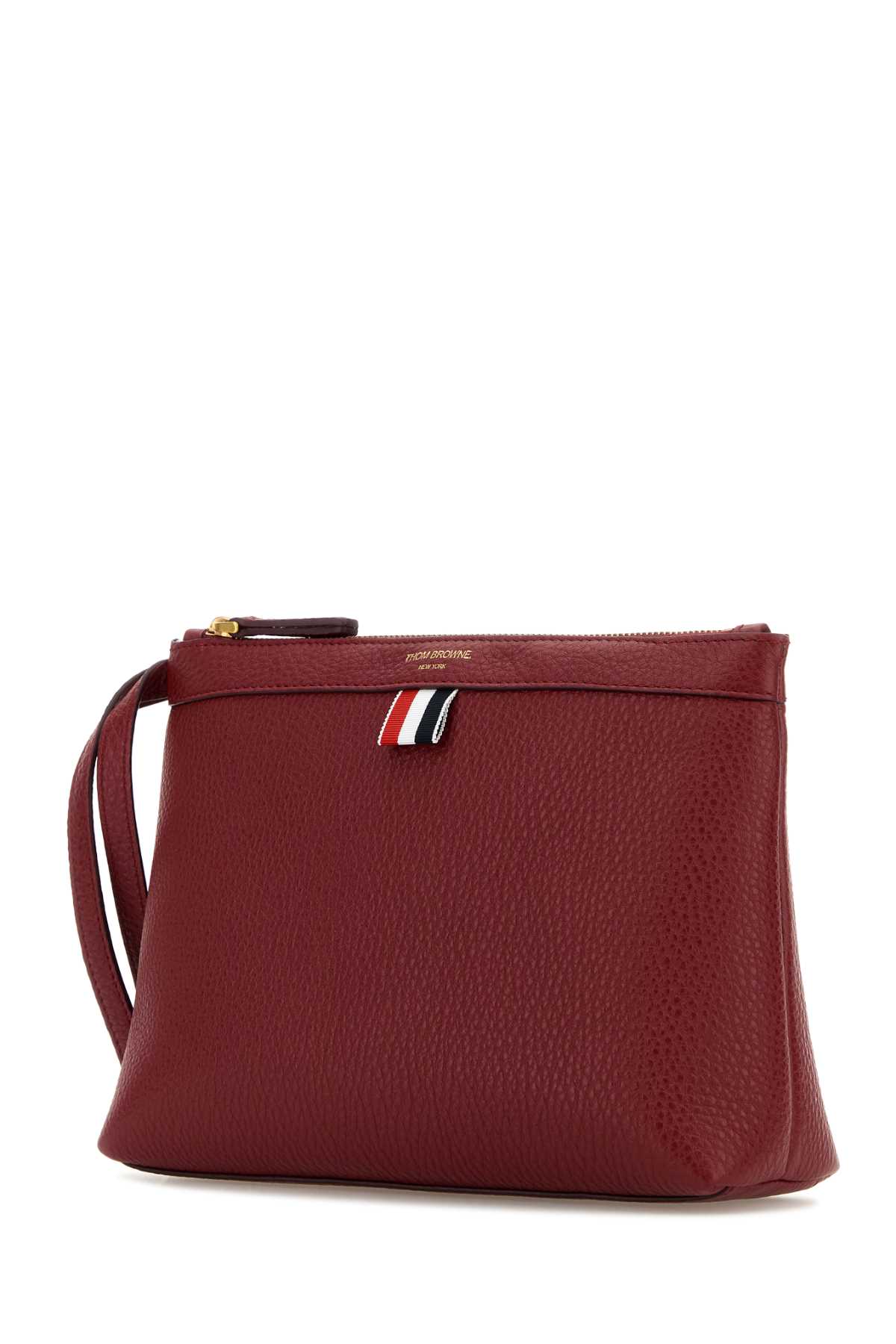 Shop Thom Browne Burgundy Leather Beauty Case