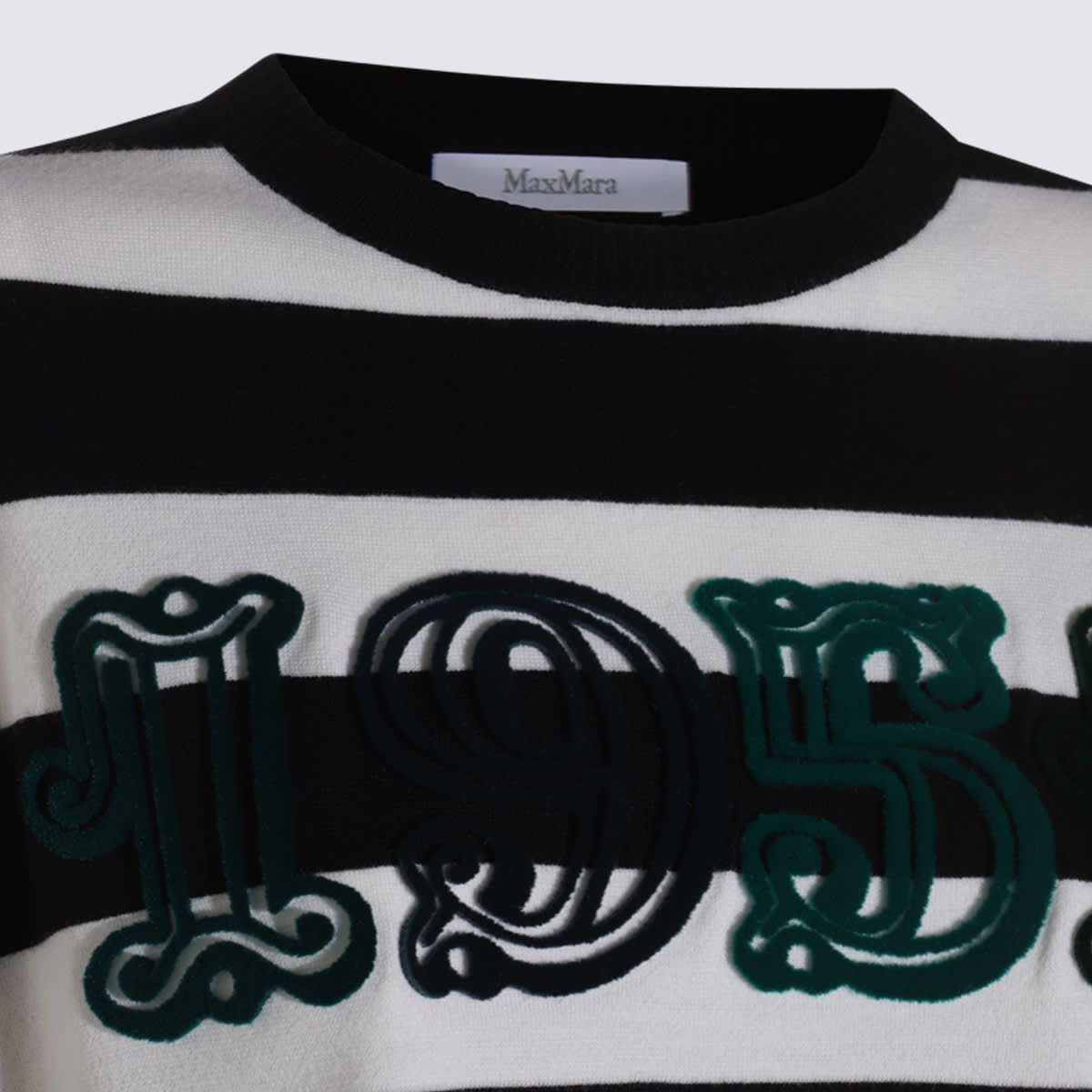 Max Mara White And Black Wool Knitwearr In Black