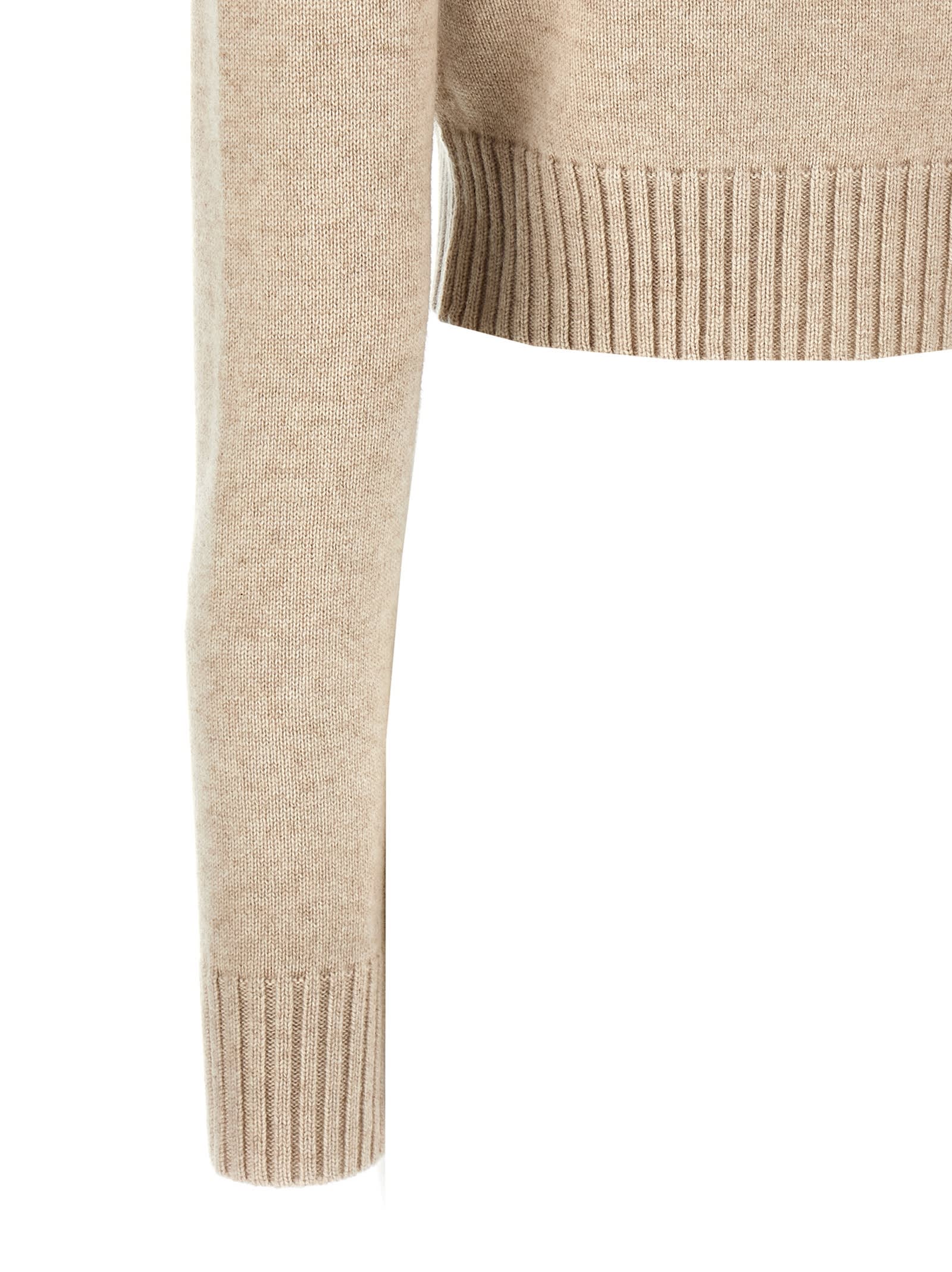 Max Mara Cropped Knitted Top In Beige