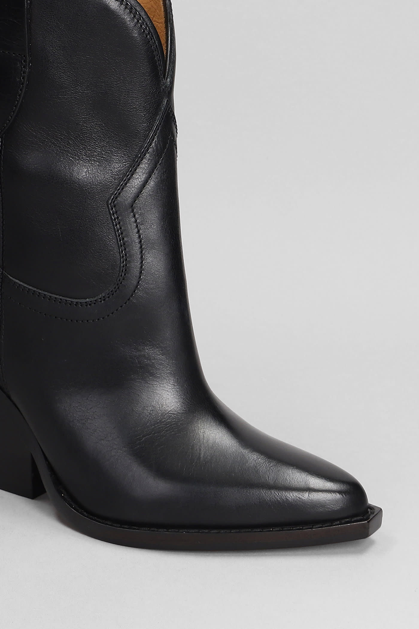 Shop Isabel Marant Leyane Texan Ankle Boots In Black Leather