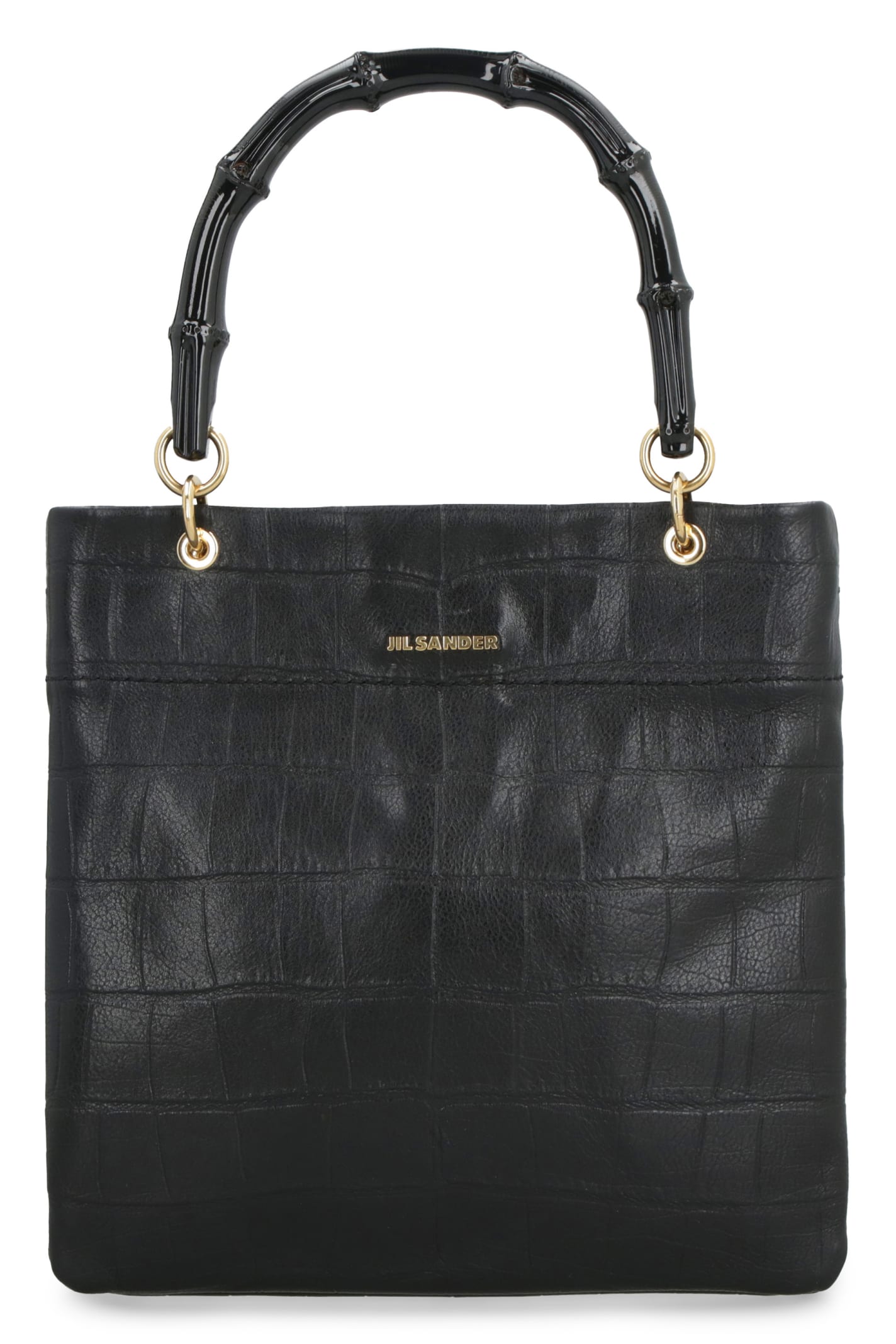 Shop Jil Sander Mini Leather Tote Bag In Black