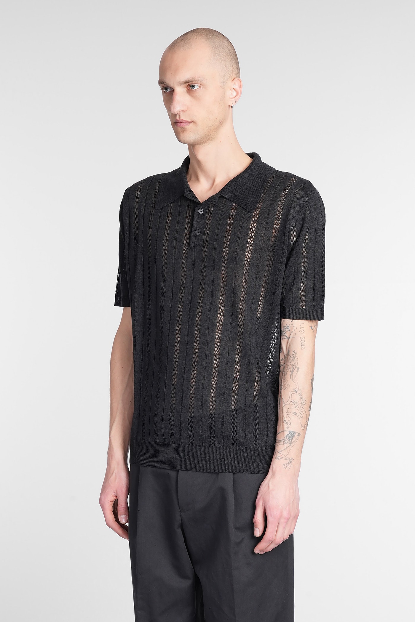 Roberto Collina Polo Shirt Men Color Black In Black