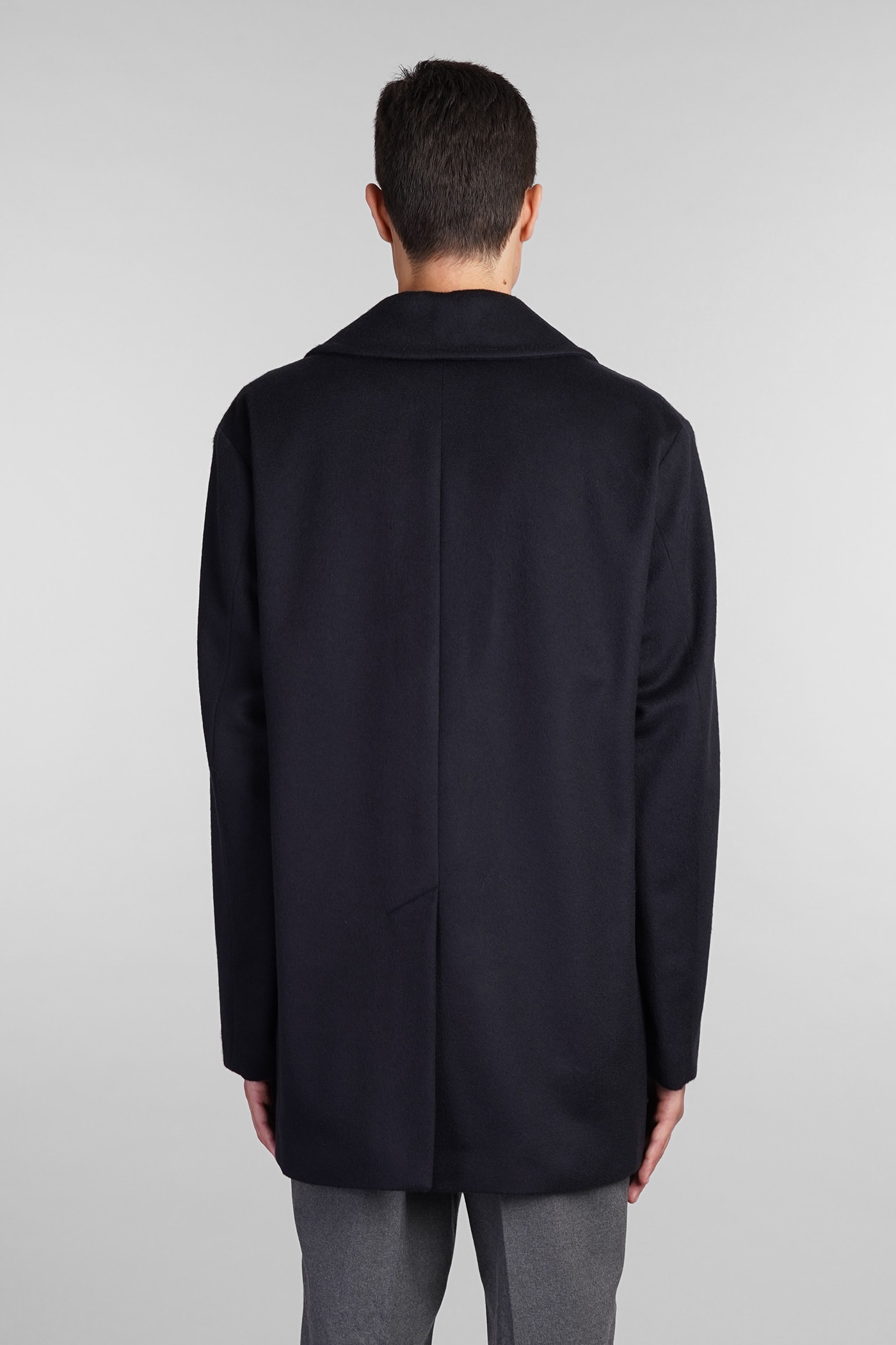 Shop Mackintosh Dalton Coat In Blue Wool