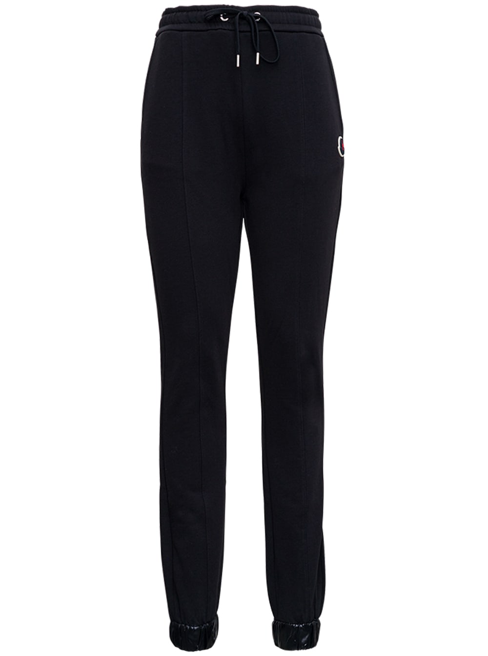 Moncler Black Cotton Pants With Logo Patch