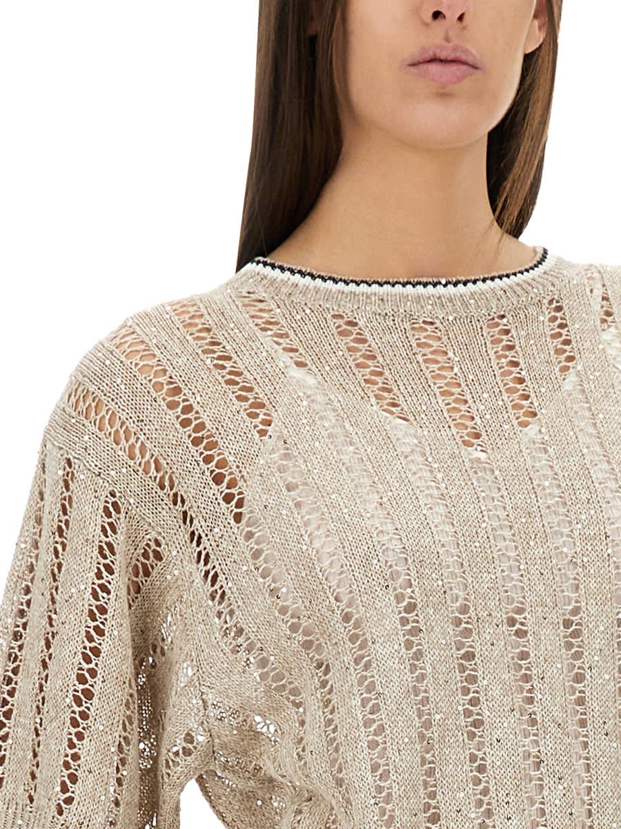 Brunello Cucinelli Dazzling Sweater Sweaters And Cardigans Beige In Beige