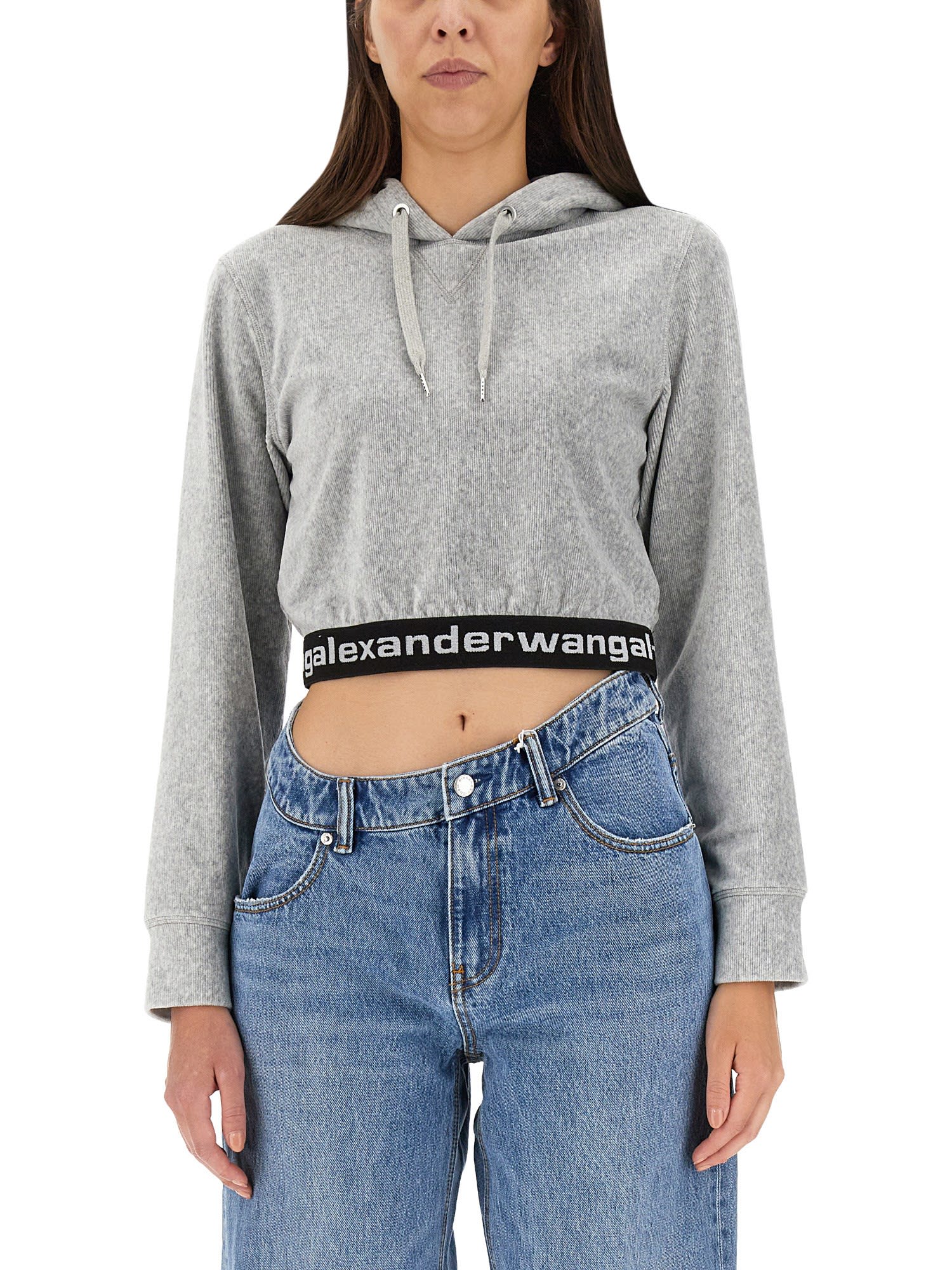 Alexander wang mock discount neck crop sweatshirt