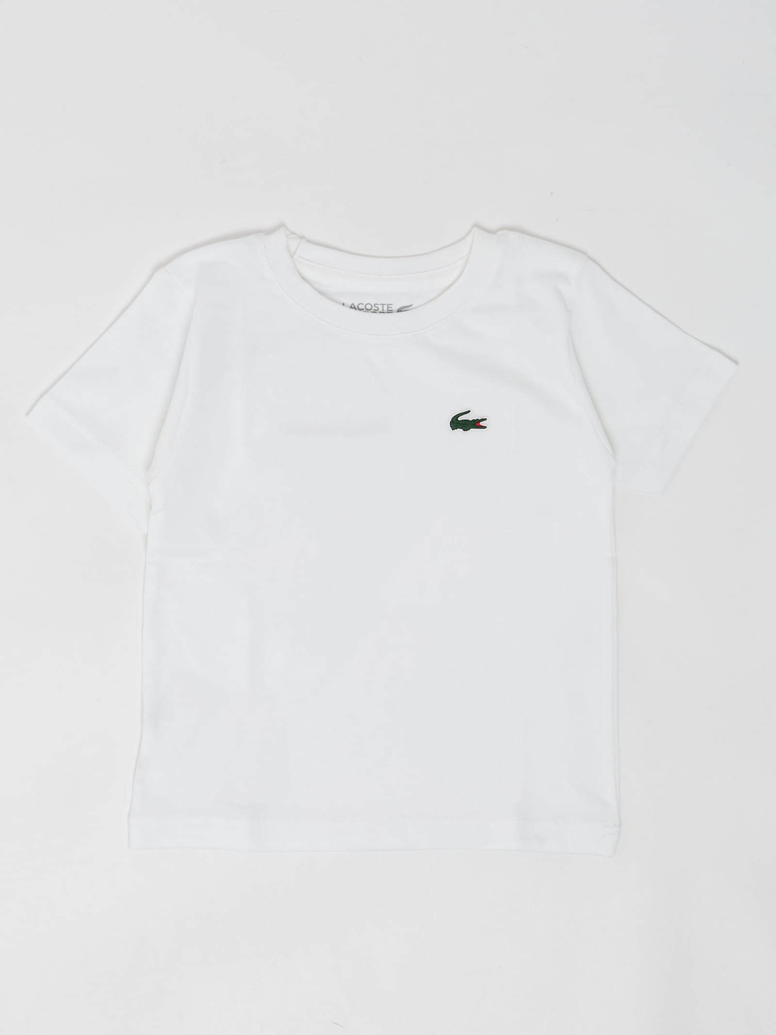 Lacoste Solid V-neck T-shirt In Bianco